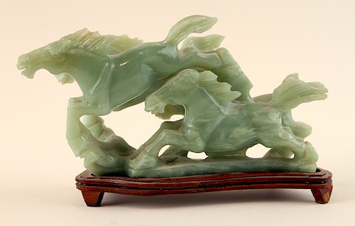 JADEITE SCULPURE OF HORSE FIGURAL