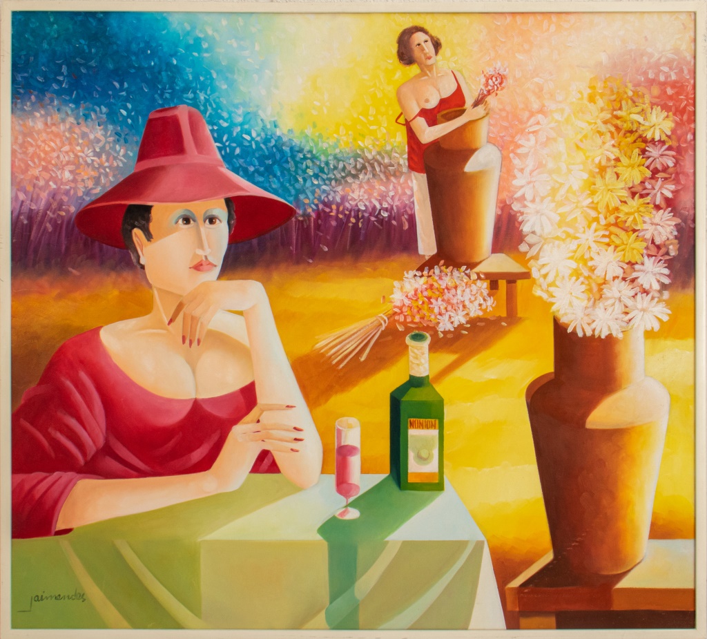 JAIMENDES "MULHER NO JARDIM" OIL ON