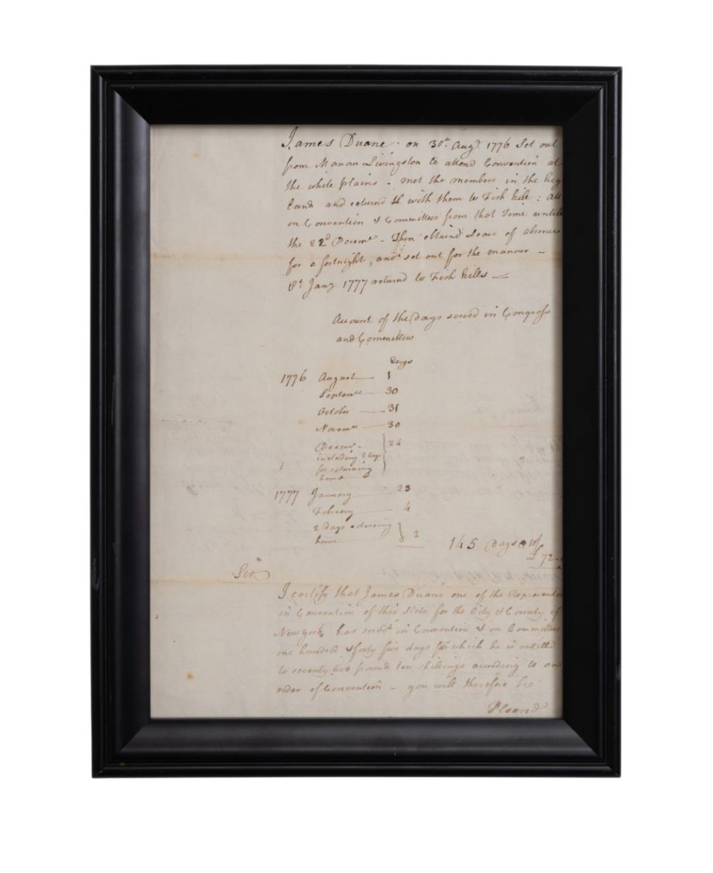 JAMES DUANE, SIGNED REVOLUTIONARY