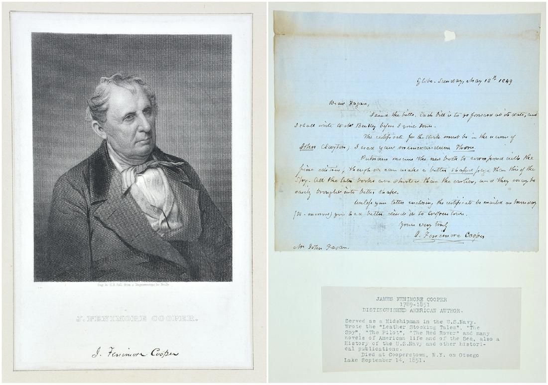JAMES FENIMORE COOPER HANDWRITTEN