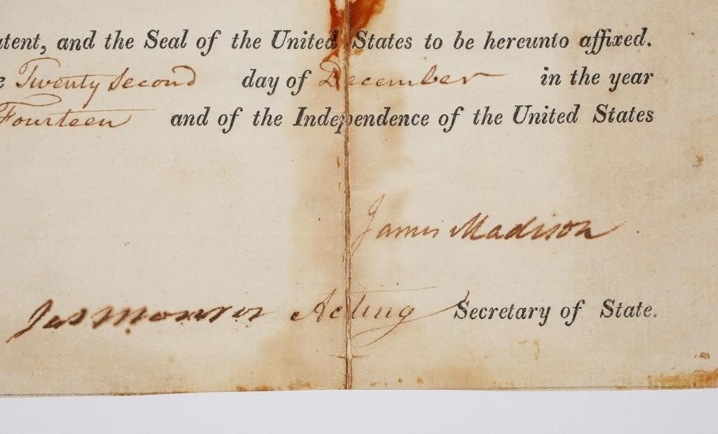 JAMES MADISON, SIGNED DOCUMENT AS