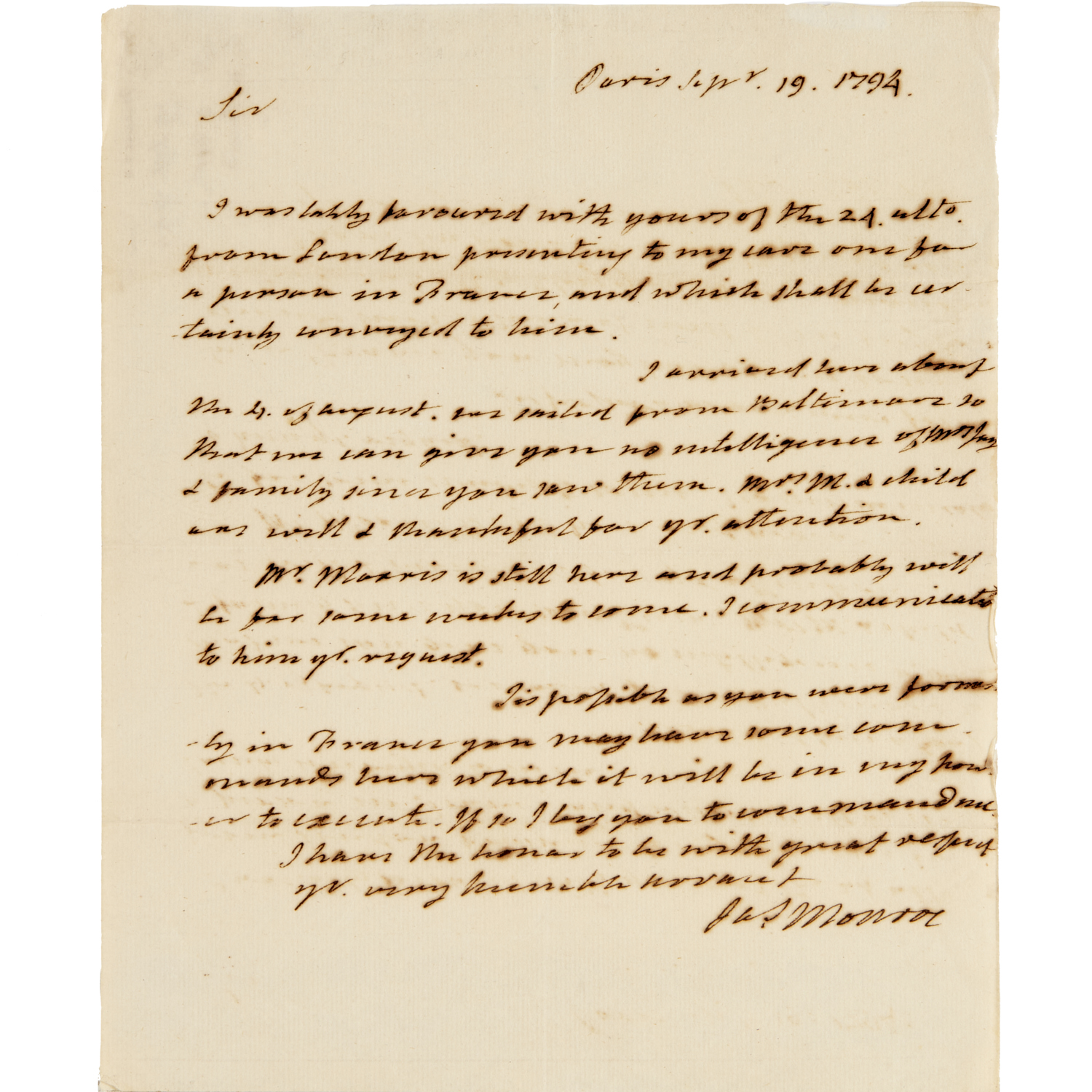 JAMES MONROE (ATTRIB.), AUTOGRAPH