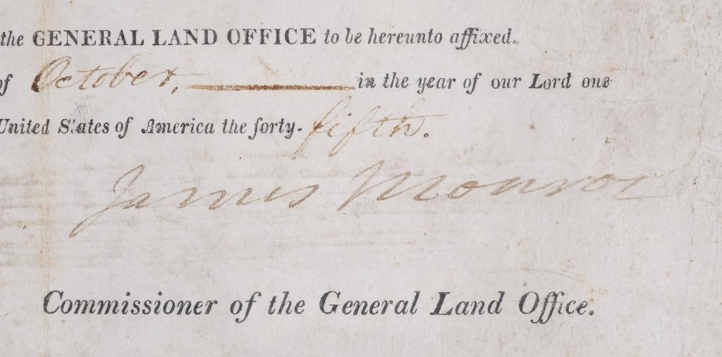 JAMES MONROE, DOCUMENT SIGNED AS