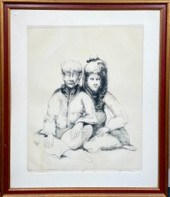 James Ochs etching, two seated