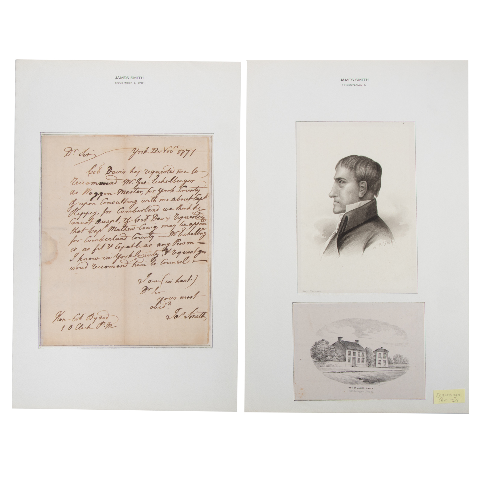 JAMES SMITH, PA SIGNER, ALS, 1777