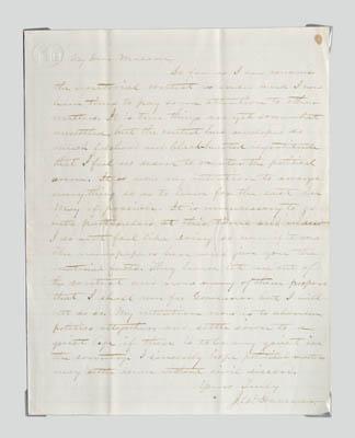 James W. Denver autograph letter,