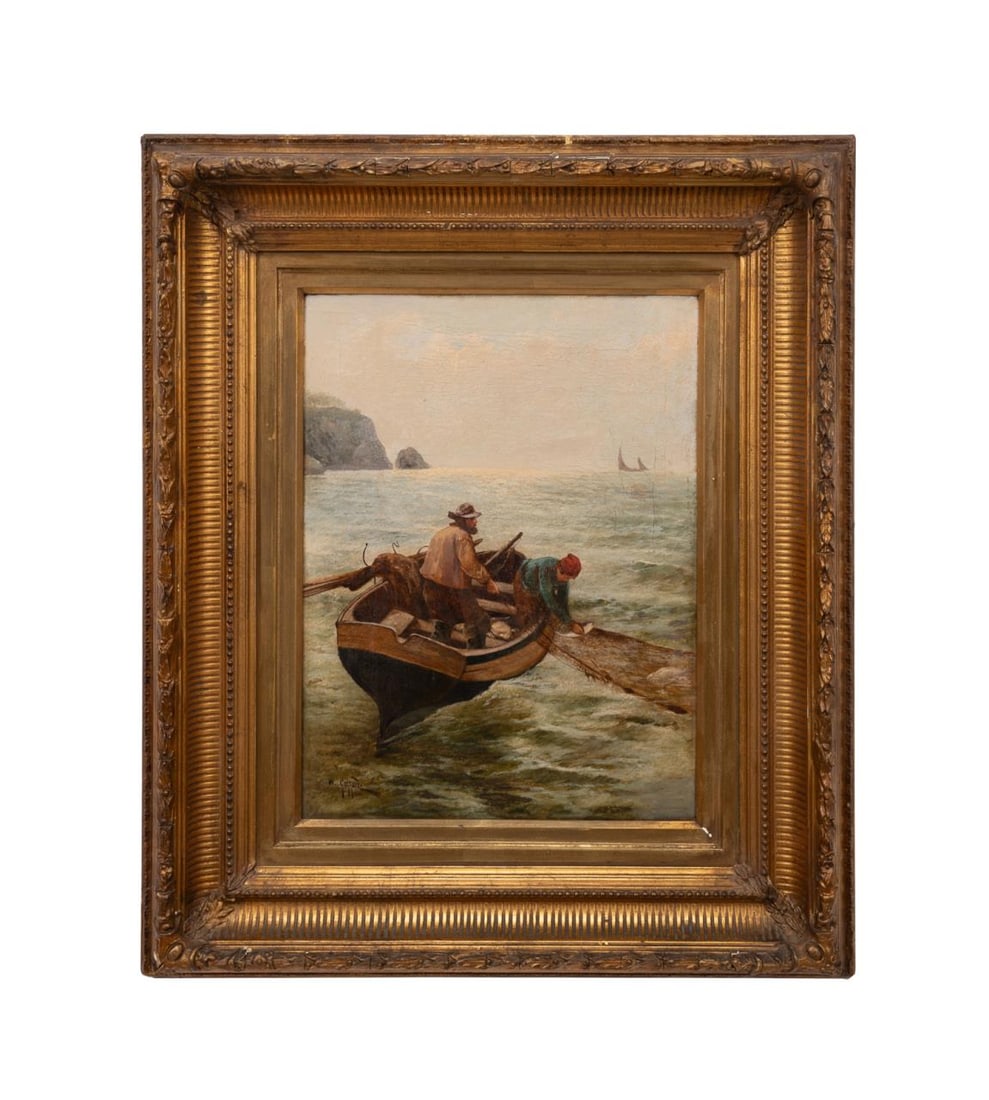 JAMES W. GOZZARD, BOAT SCENE, OIL