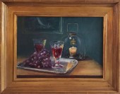 JAN BROUGH OIL ON BOARD "TABLE