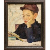 JAN DYMICZ, PORTRAIT, OIL ON C