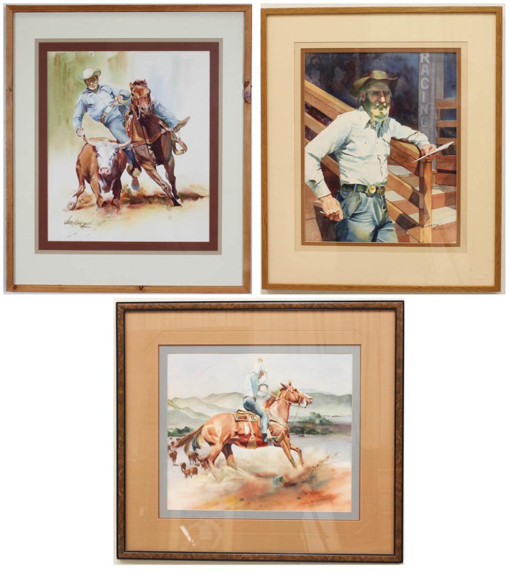 JAN KUNZ THREE WATERCOLORS ON