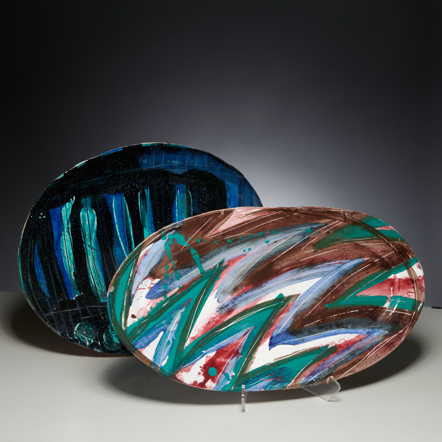 JANE GUSTIN, (2) LARGE CERAMIC