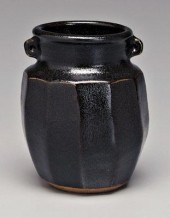 Janet Leach stoneware jar, pan