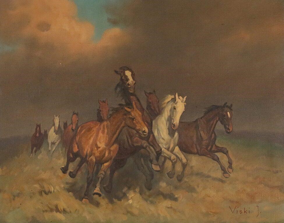 JANOS VISKI OIL ON CANVAS WILD