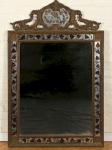 JANSEN MIRROR SILVER GILT DECORATED