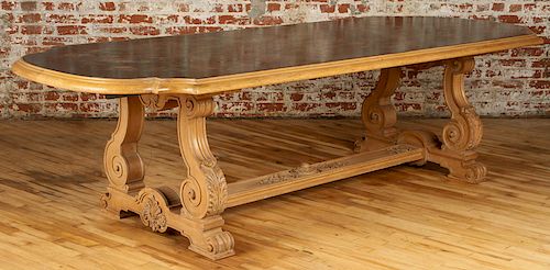 JANSEN OAK DINING TABLE PAINTED TOP