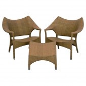 JANUS ET CIE WOVEN ARMCHAIRS A