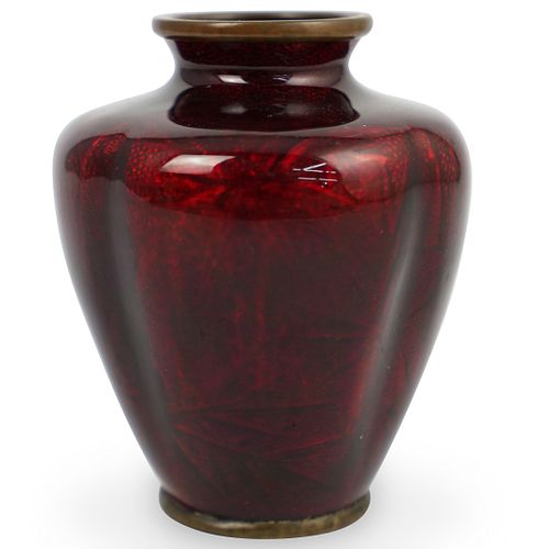JAPAN ENAMELED RED VASEDESCRIPTION: