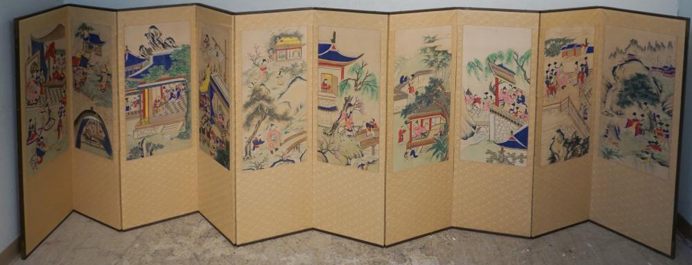 JAPANESE 10 PANEL FLOOR SCREEN,