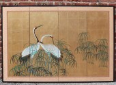 JAPANESE 4-PANEL SCREEN WITH C