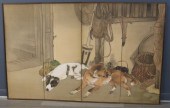 JAPANESE 4-PANEL SCREEN WITH H