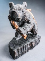 JAPANESE AINU CARVED WOOD BEAR