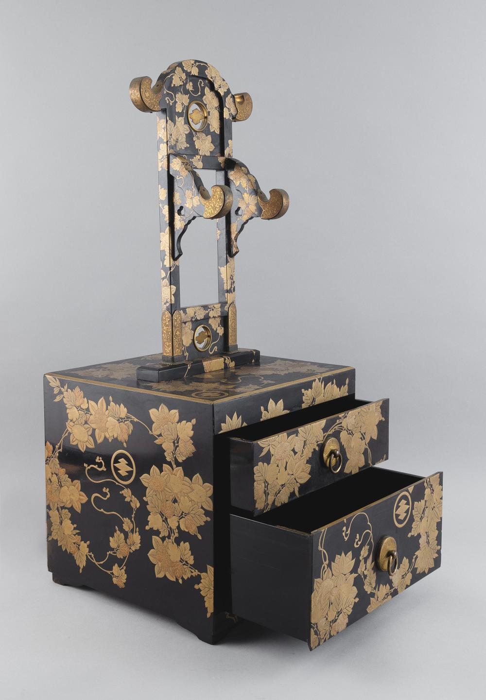 JAPANESE BLACK AND GILT LACQUER