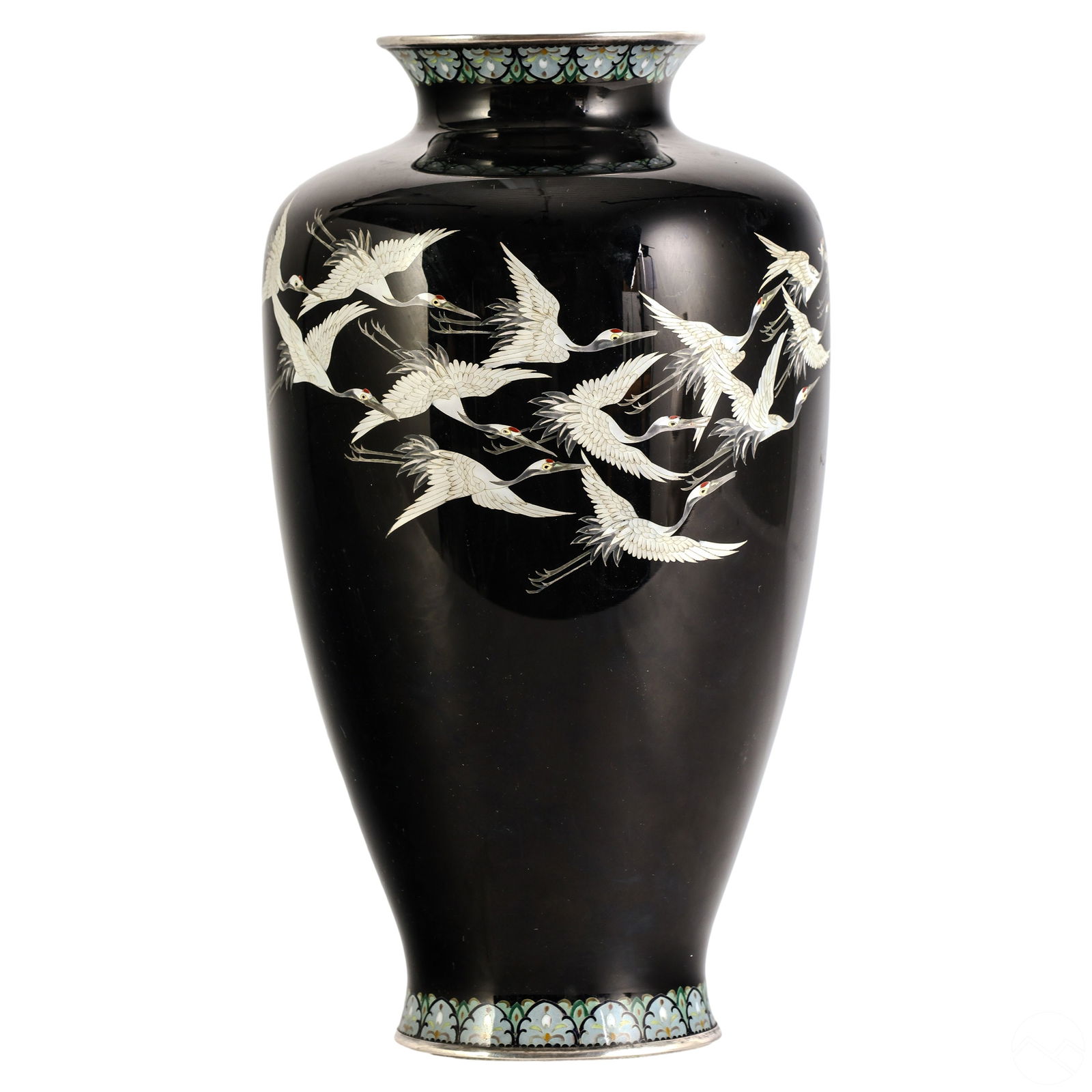 JAPANESE BLACK CLOISONNE SILVER