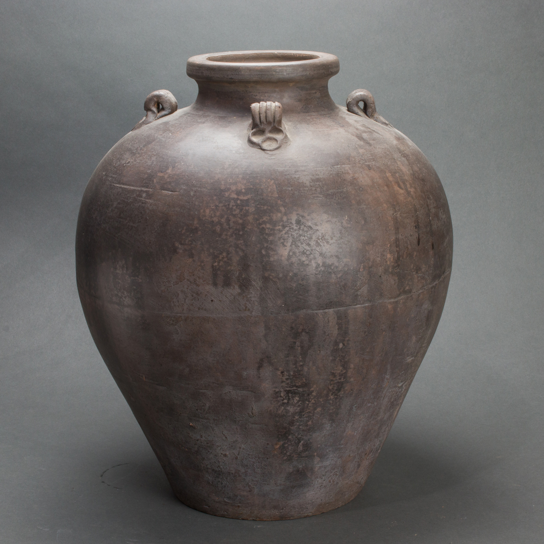 JAPANESE BLACK GLAZED POTTERY JAR