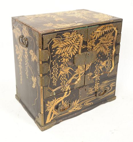 JAPANESE BLACK LACQUERED CABINET,