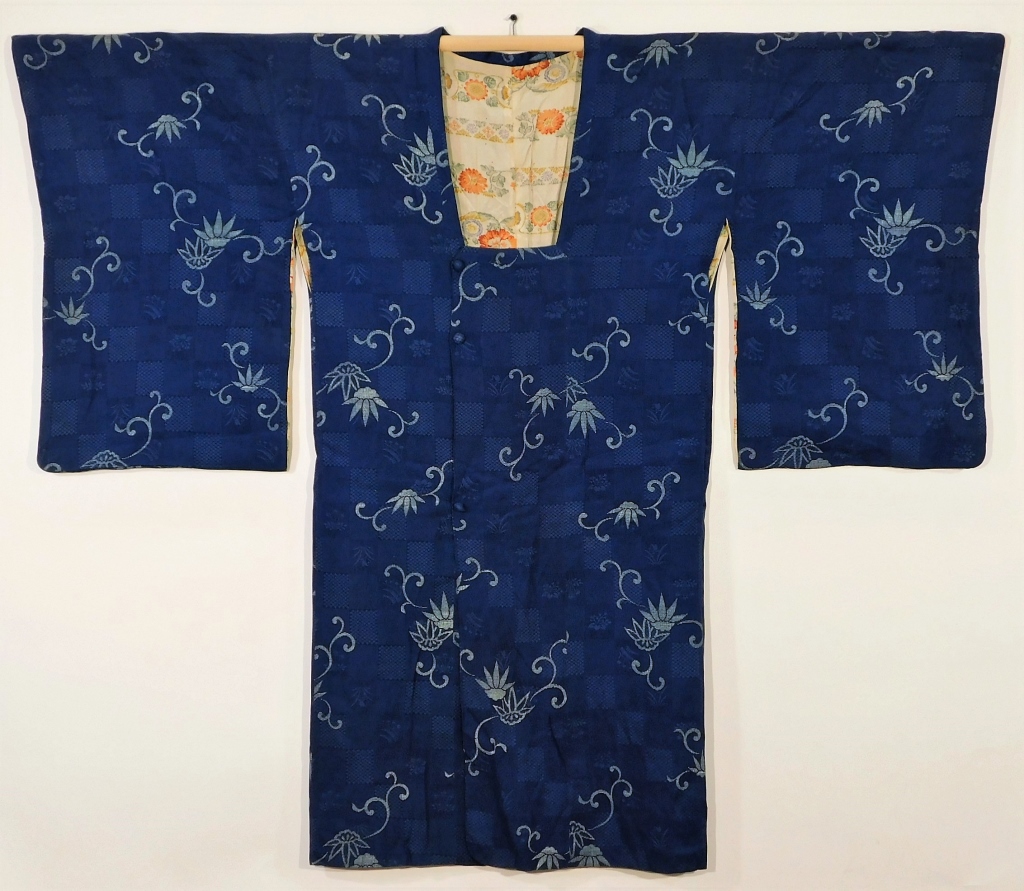 JAPANESE BLUE FLORAL SILK HAORI