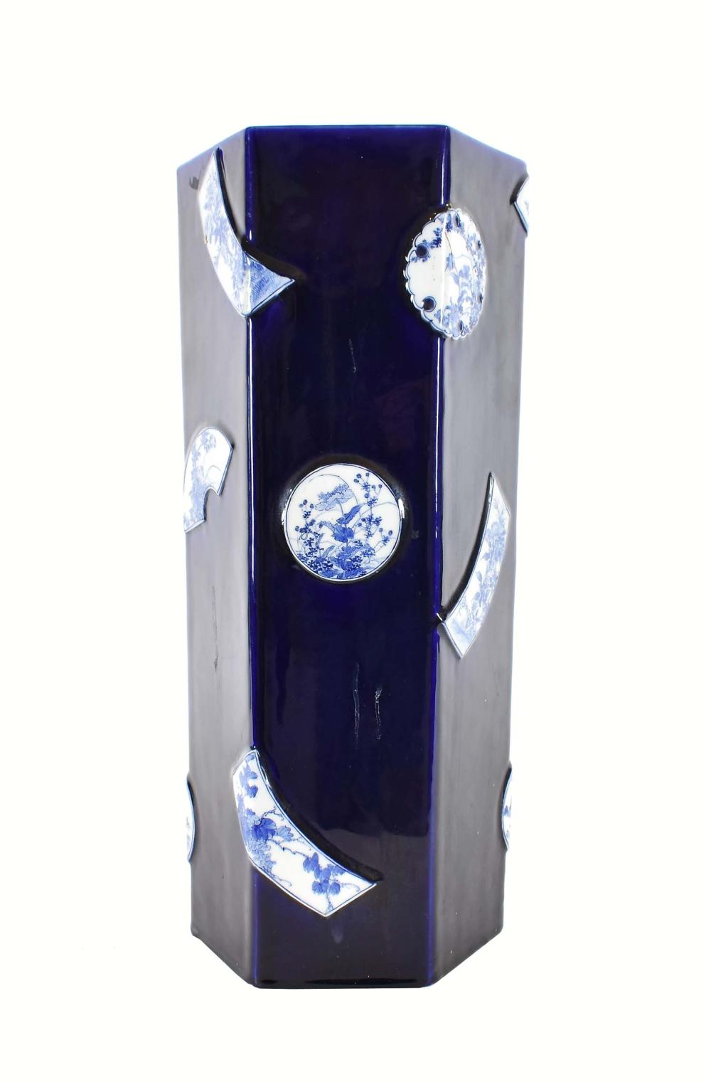 JAPANESE BLUE GLAZED HEXAGONAL
