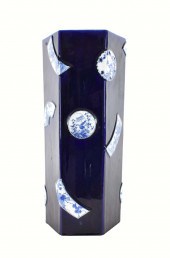 JAPANESE BLUE GLAZED HEXAGONAL