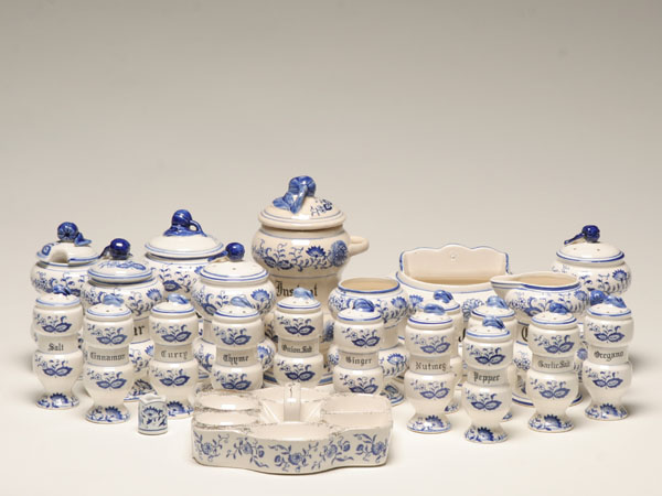 Japanese blue onion canister set;