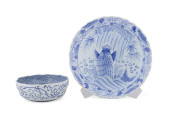 JAPANESE BLUE & WHITE BOWL AND