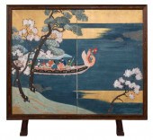 JAPANESE BOAT SCENE PAINTING W