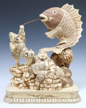 JAPANESE BONE-TILED SCULPTURE,