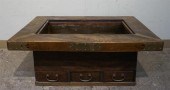 JAPANESE BRASS MOUNTED ELMWOOD
