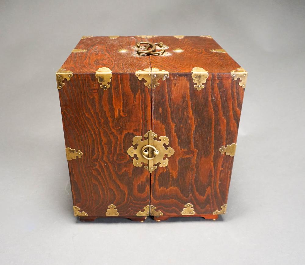 JAPANESE BRASS MOUNTED ELMWOOD