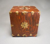 JAPANESE BRASS MOUNTED ELMWOOD