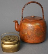 JAPANESE BRASS TEAPOT AND CRIC