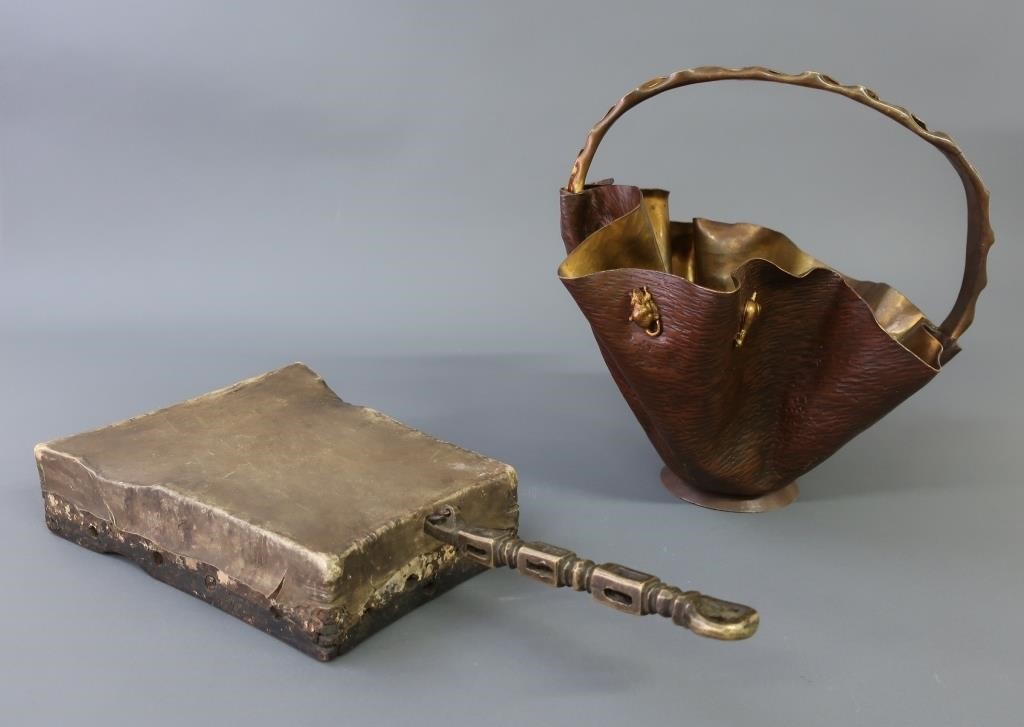 Japanese bronze basket decorated