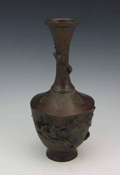JAPANESE BRONZE BOTTLE VASE: Each