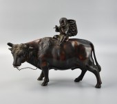 JAPANESE BRONZE BOY RIDING ON