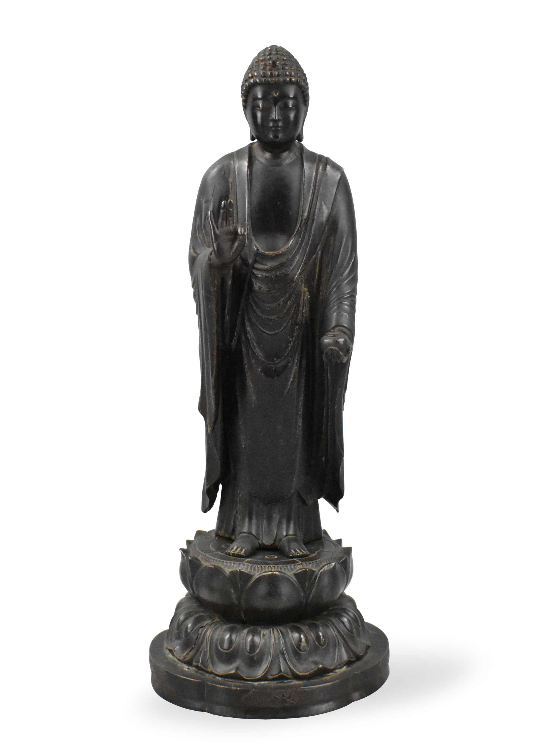 JAPANESE BRONZE BUDDHA ON LOTUS