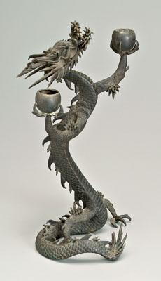 Japanese bronze candle stand,