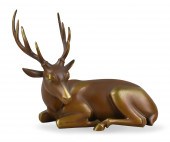 JAPANESE BRONZE CAST DEER FIGU
