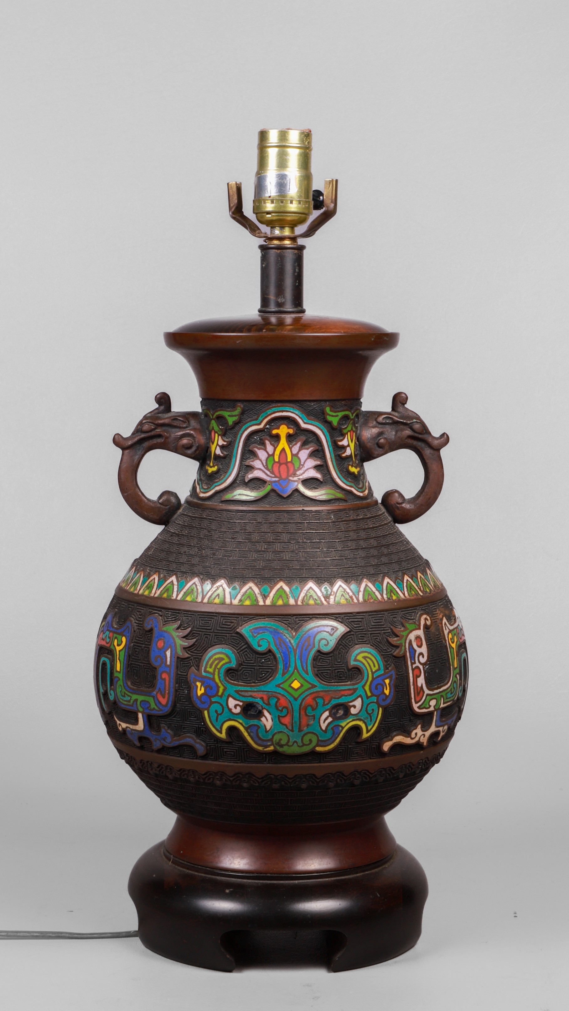 Japanese bronze champleve vase,