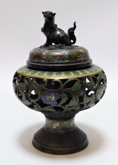 JAPANESE BRONZE CLOISONNE FOO