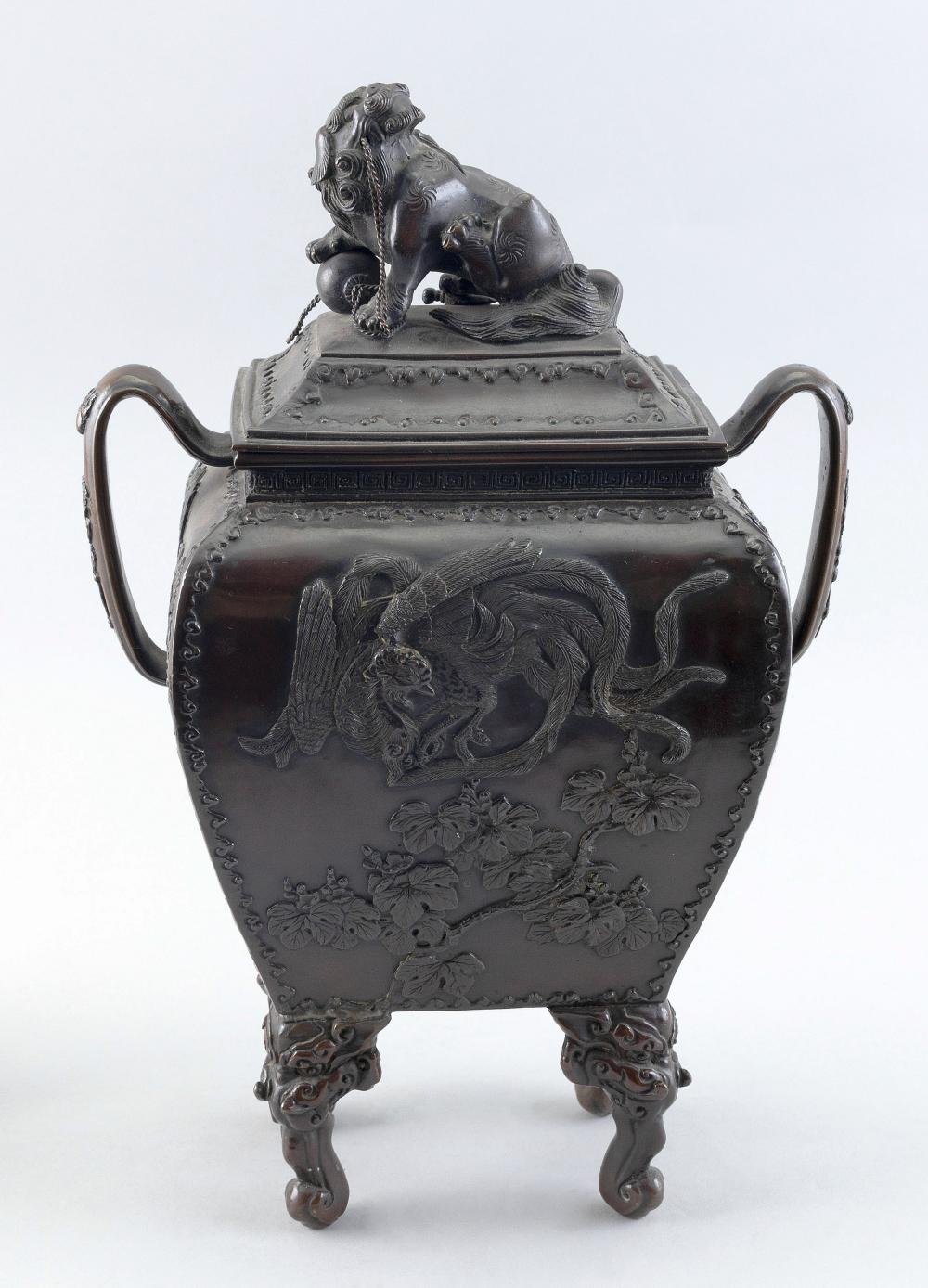 JAPANESE BRONZE COVERED CENSER LATE