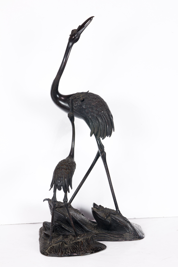 JAPANESE BRONZE CRANE-FORM CENSER